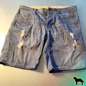 Rich & Skinny Distressed Denim Jeans Shorts Size 26 Button fly Low Rise 8" Long